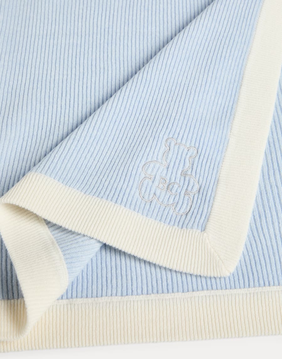 Baby Bernie rib knit blanket Sky Blue Baby - Brunello Cucinelli