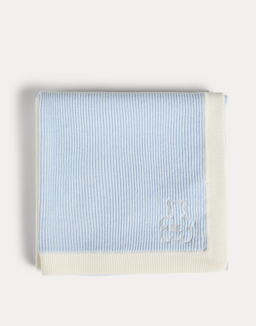 Baby Bernie rib knit blanket Sky Blue Baby - Brunello Cucinelli