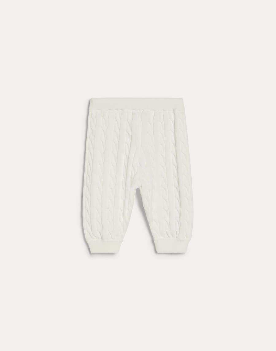 Cotton cable knit Baby Bernie trousers Panama Baby - Brunello Cucinelli