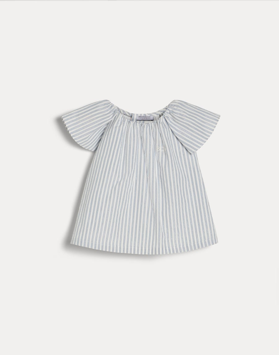 Sparkling striped cotton Baby Bernie top Sky Blue Baby - Brunello Cucinelli