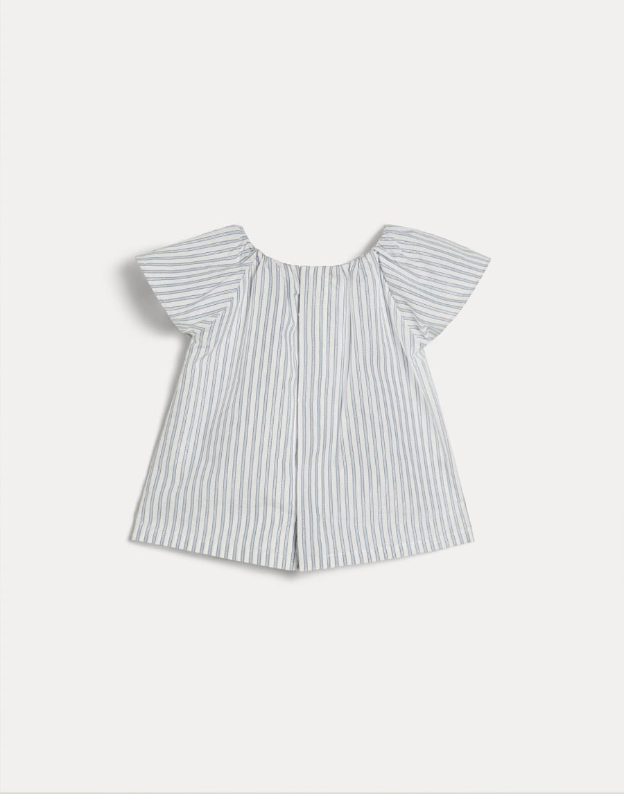 Sparkling striped cotton Baby Bernie top Sky Blue Baby - Brunello Cucinelli