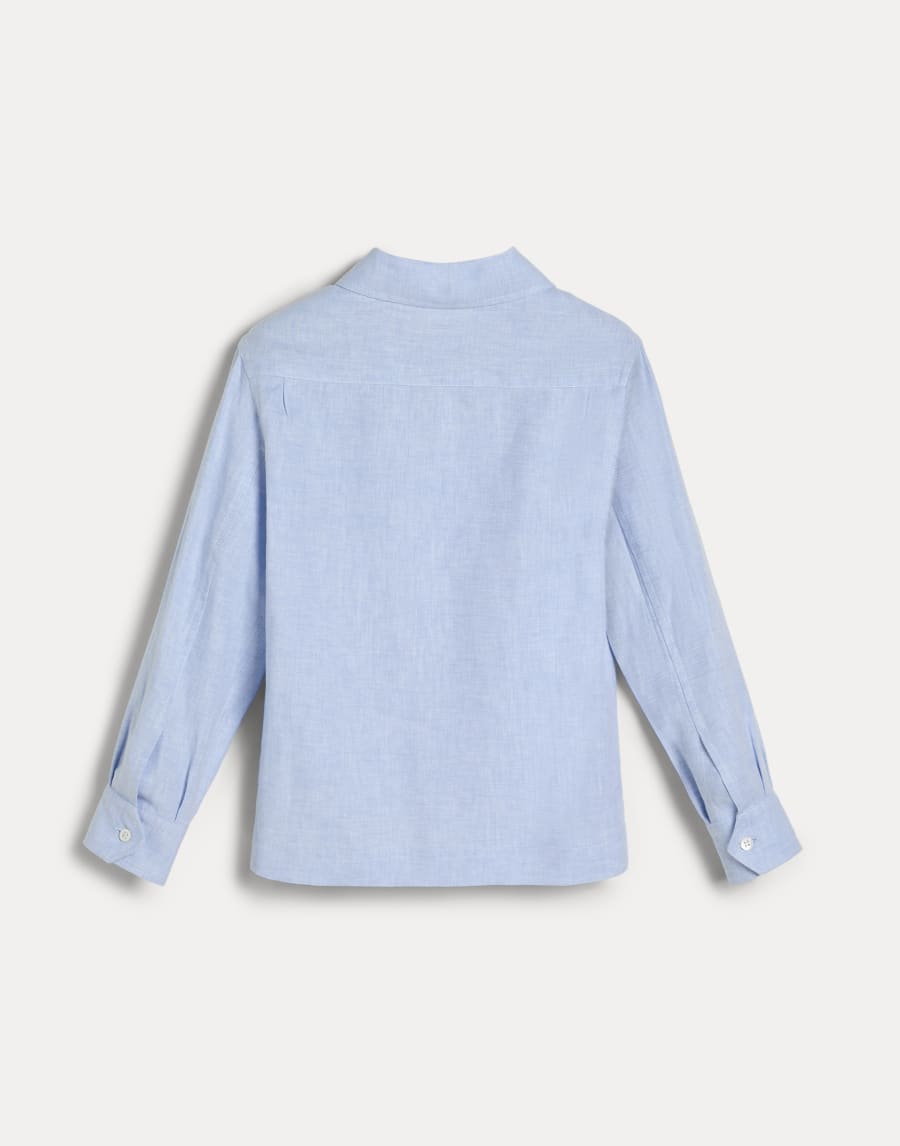 Guayabera en tejido diagonal Azul Claro Niño - Brunello Cucinelli