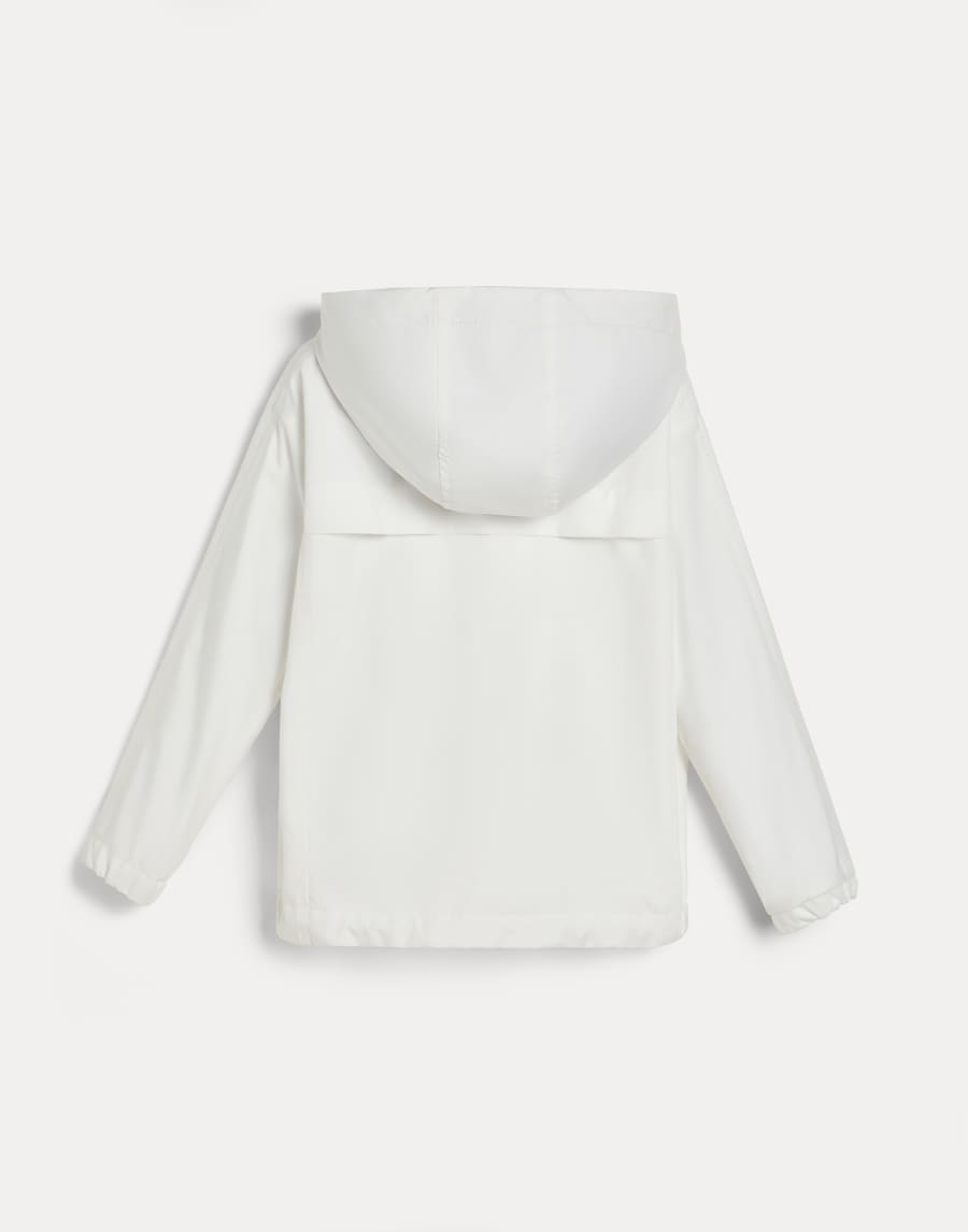 로고 장식 나일론 후드 재킷 화이트 여아 - Brunello Cucinelli