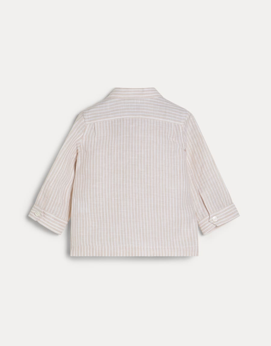 Baby Bernie striped canvas shirt Oat Baby - Brunello Cucinelli