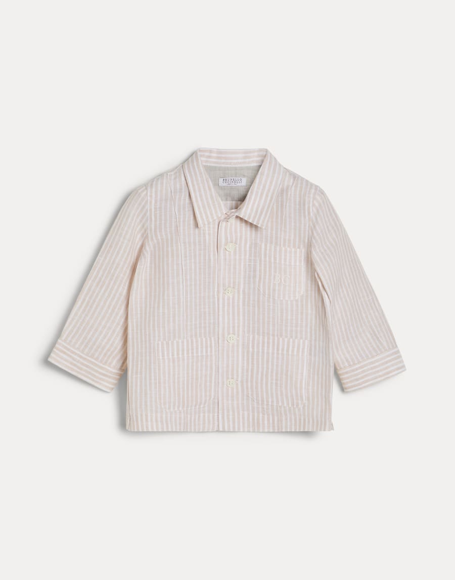 Baby Bernie striped canvas shirt Oat Baby - Brunello Cucinelli