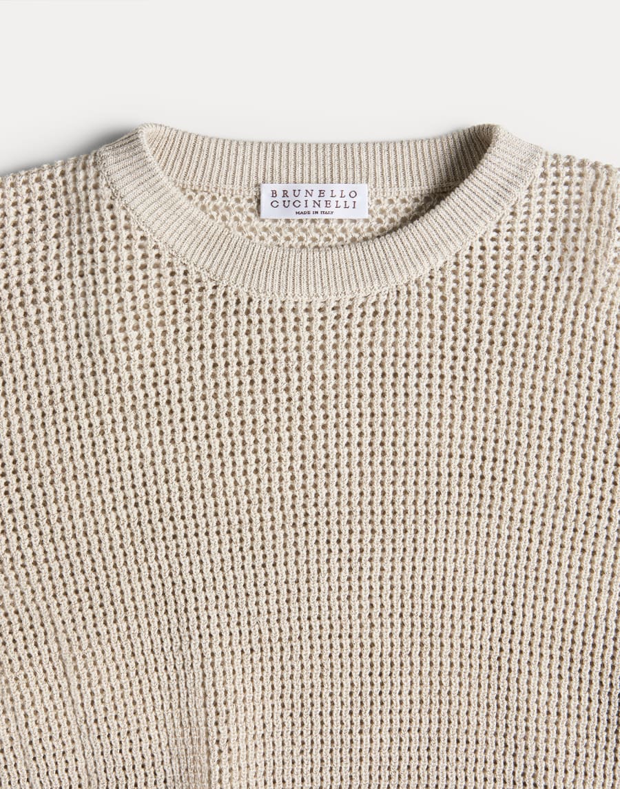 Sparkling cotton ribbed net sweater Oat Girls - Brunello Cucinelli
