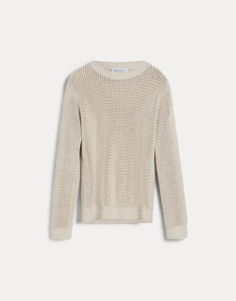 Sparkling cotton ribbed net sweater Oat Girls - Brunello Cucinelli