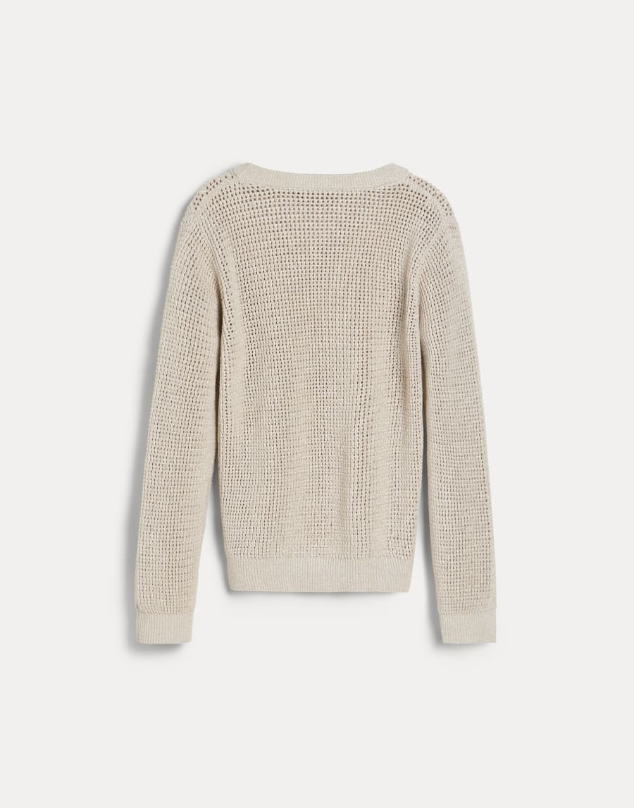 Sparkling cotton ribbed net sweater Oat Girls - Brunello Cucinelli