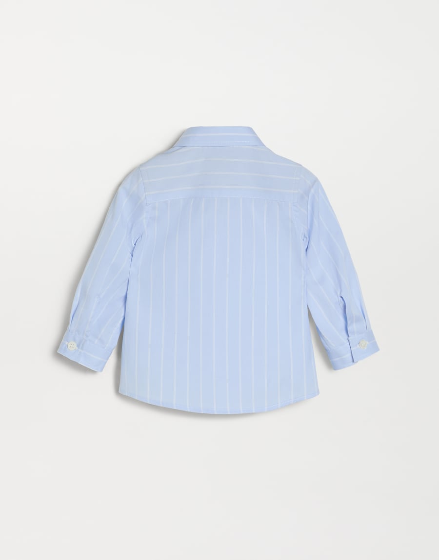 Chemise Baby Bernie en popeline rayée Azur Bébé - Brunello Cucinelli