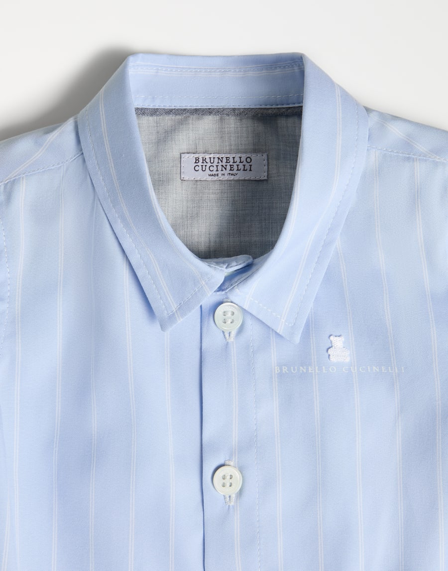Chemise Baby Bernie en popeline rayée Azur Bébé - Brunello Cucinelli