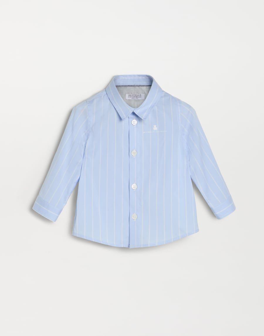 Chemise Baby Bernie en popeline rayée Azur Bébé - Brunello Cucinelli