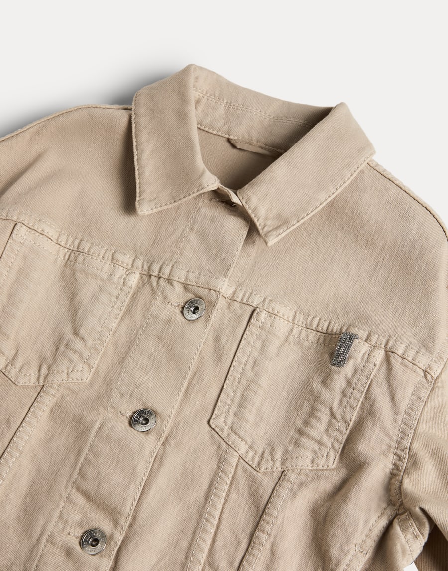 装饰镶珠的外套 砂黄 女童 - Brunello Cucinelli