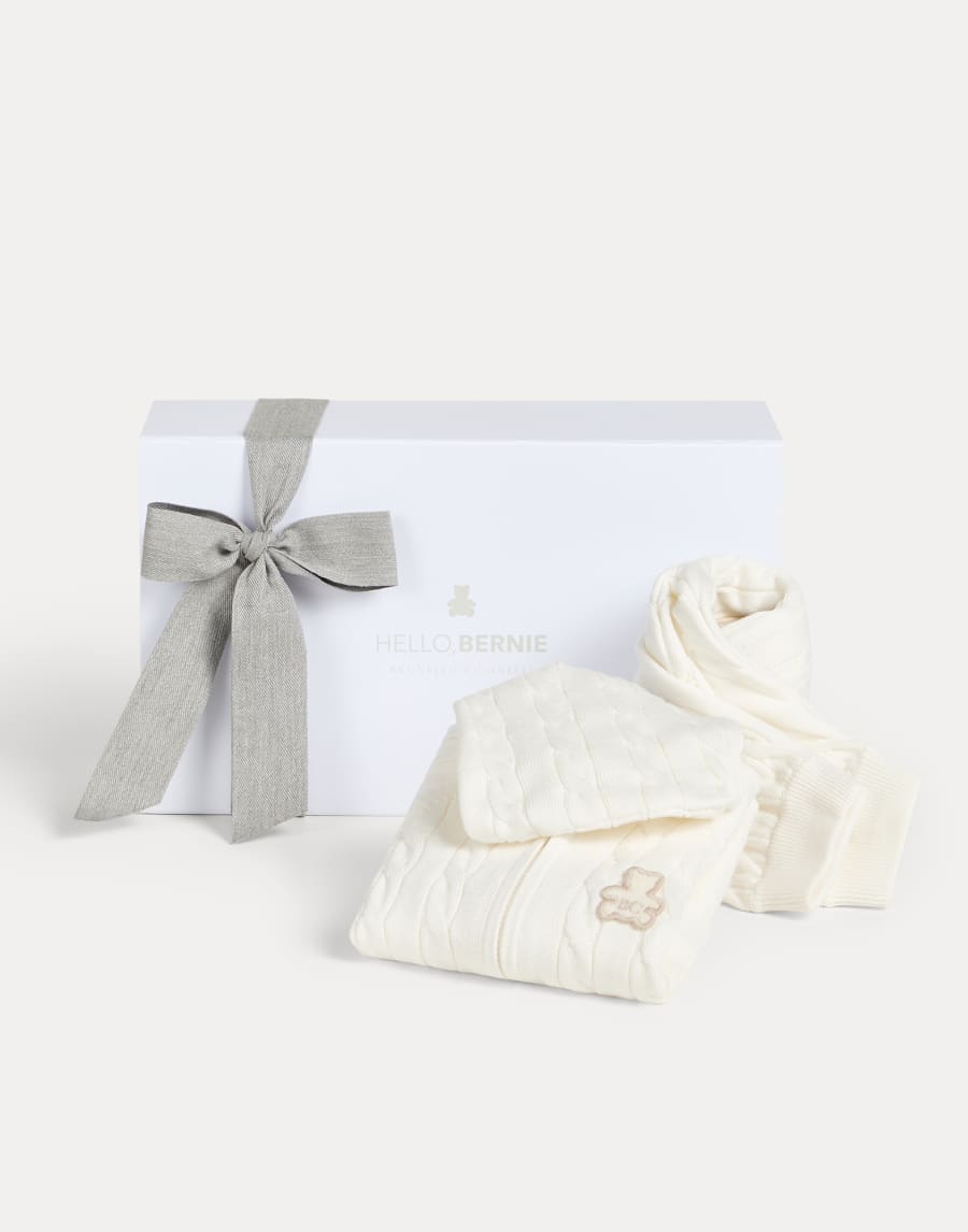 Baby Bernie cable knit coordinated set Panama Baby - Brunello Cucinelli
