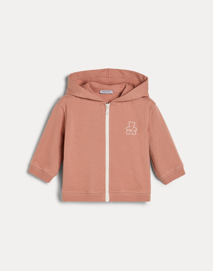 Sudadera Baby Bernie con capucha y cremallera Naranja Bebé - Brunello Cucinelli