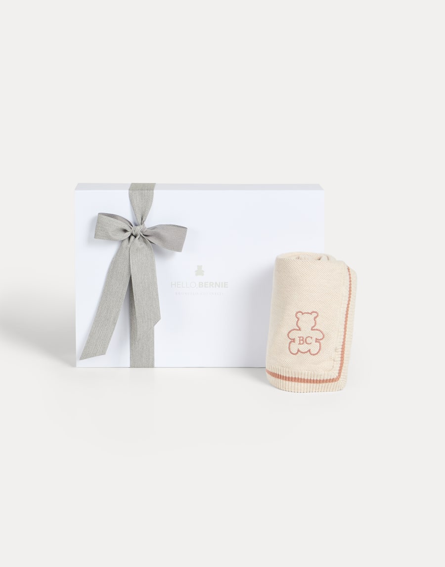 Baby Bernie blanket with embroidery Beige Baby - Brunello Cucinelli
