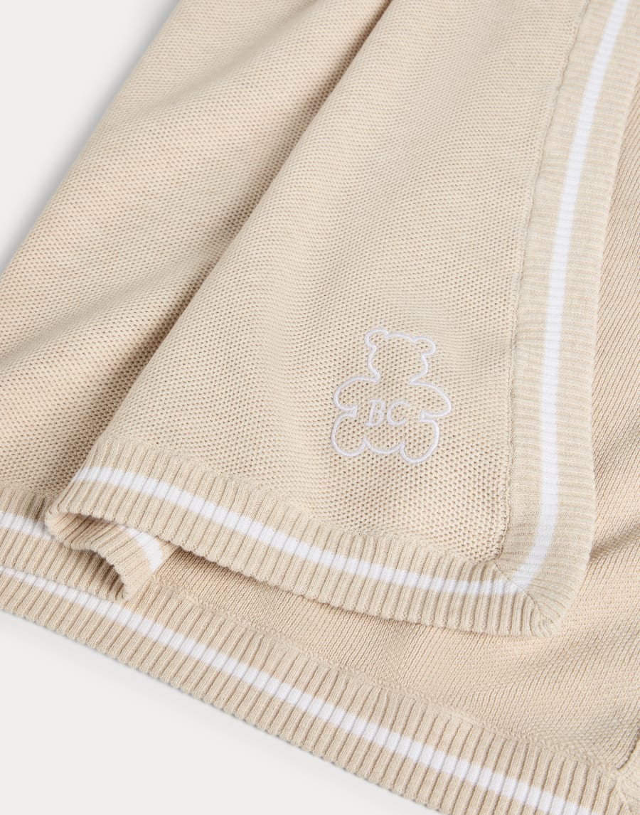 Baby Bernie blanket with embroidery Sand Baby - Brunello Cucinelli