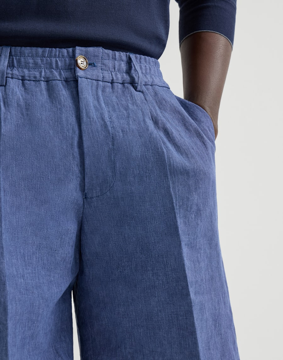 Bermudas en tela de lino deslavado Denim Hombre - Brunello Cucinelli
