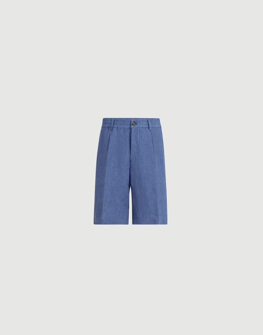 Bermudas en tela de lino deslavado Denim Hombre - Brunello Cucinelli