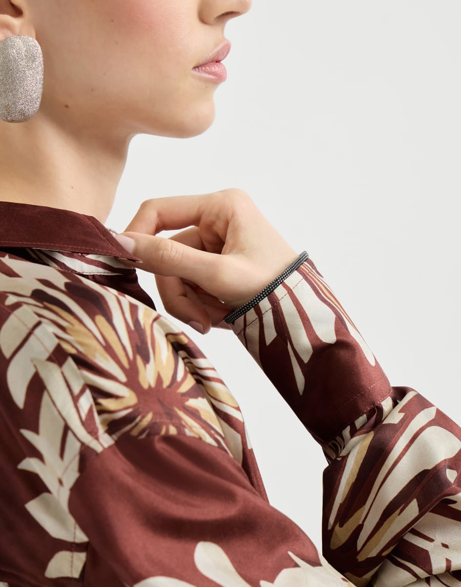 Bloom print pongee shirt Bordeaux Woman - Brunello Cucinelli