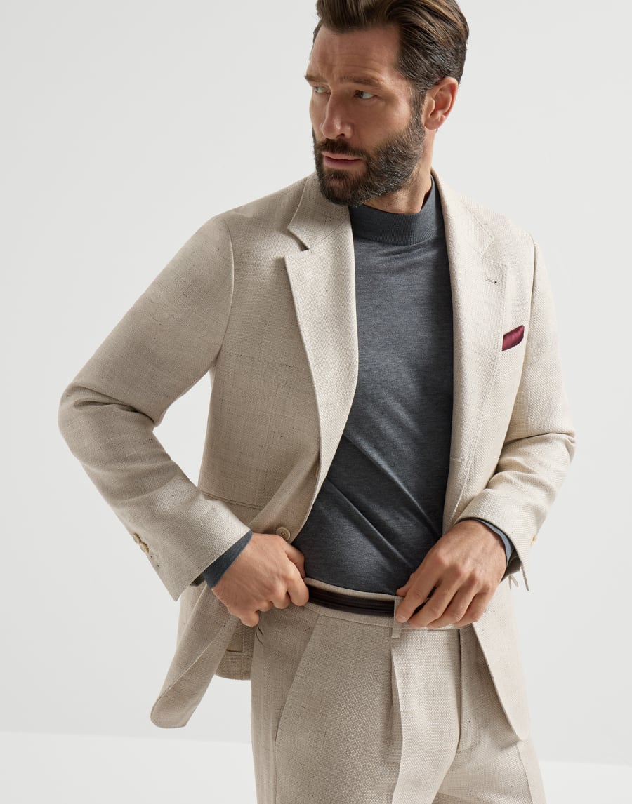 Hopsack deconstructed blazer Sand Man - Brunello Cucinelli