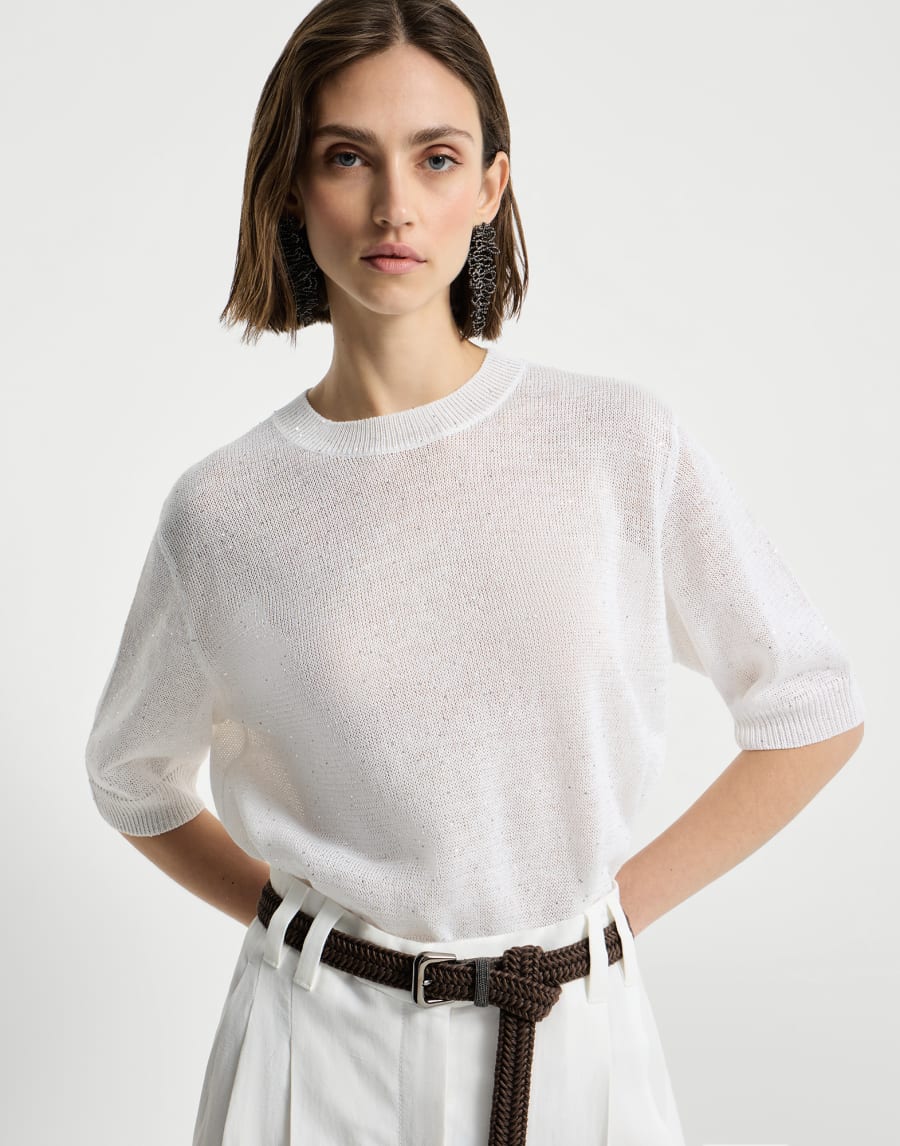 Linen and cotton sweater White Woman - Brunello Cucinelli