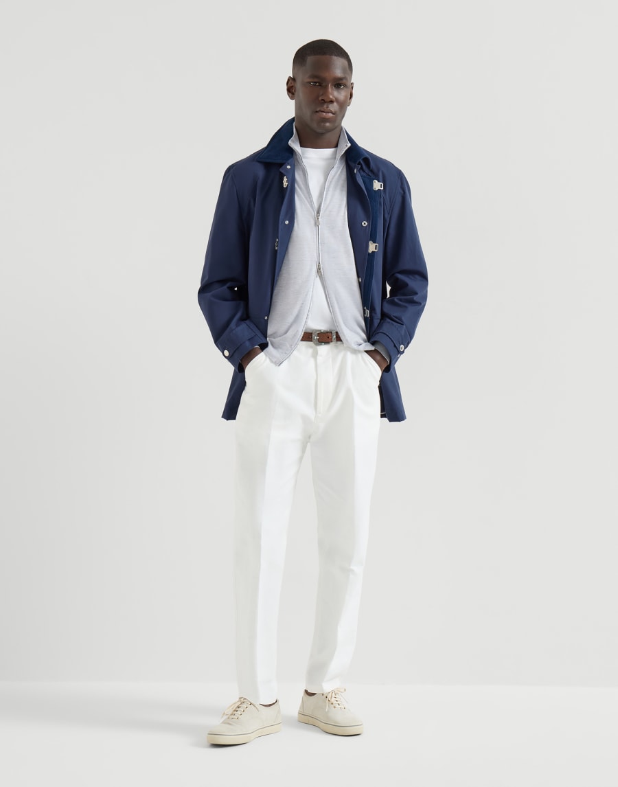 丝绒混纺对襟衫 浅蓝色 男款 - Brunello Cucinelli