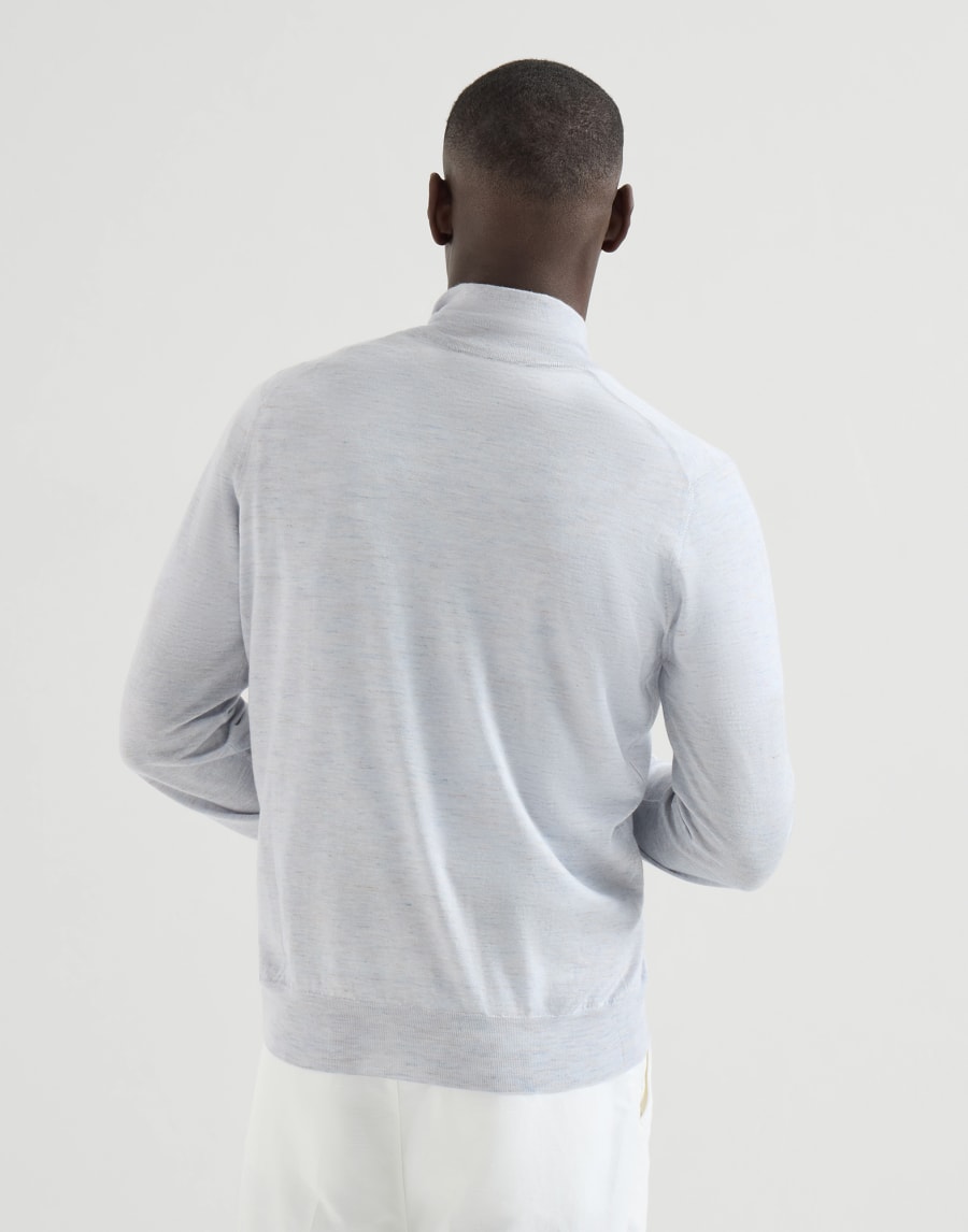 丝绒混纺对襟衫 浅蓝色 男款 - Brunello Cucinelli