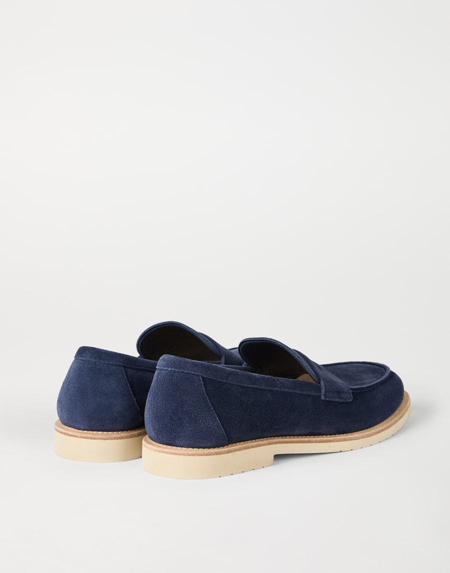 Calfskin penny loafers Avio Blue Man - Brunello Cucinelli
