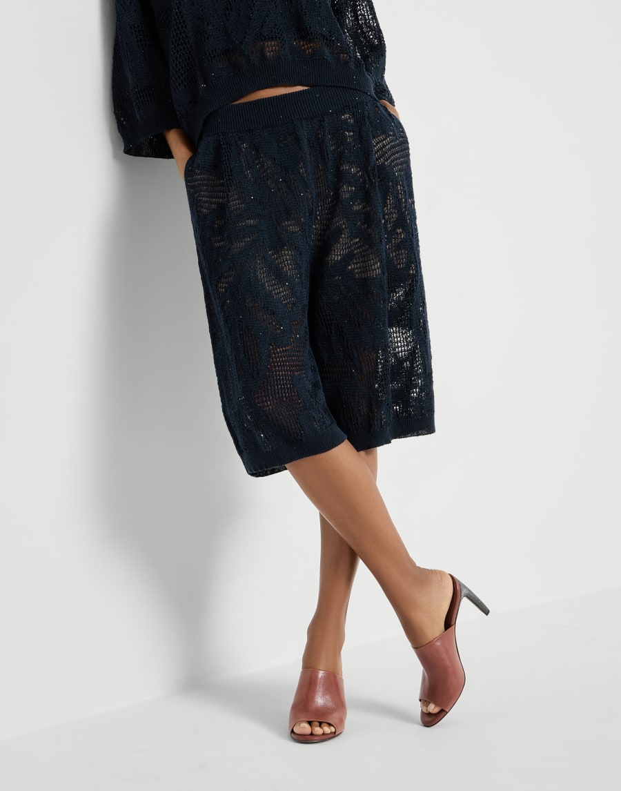 Dazzling water lilies Bermuda shorts Blue Woman - Brunello Cucinelli