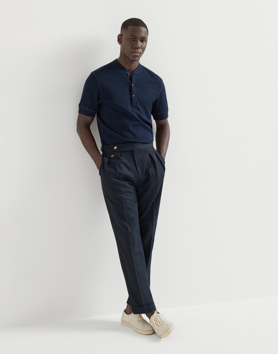 Pantalón en batavia de algodón Azul Aviación Hombre - Brunello Cucinelli