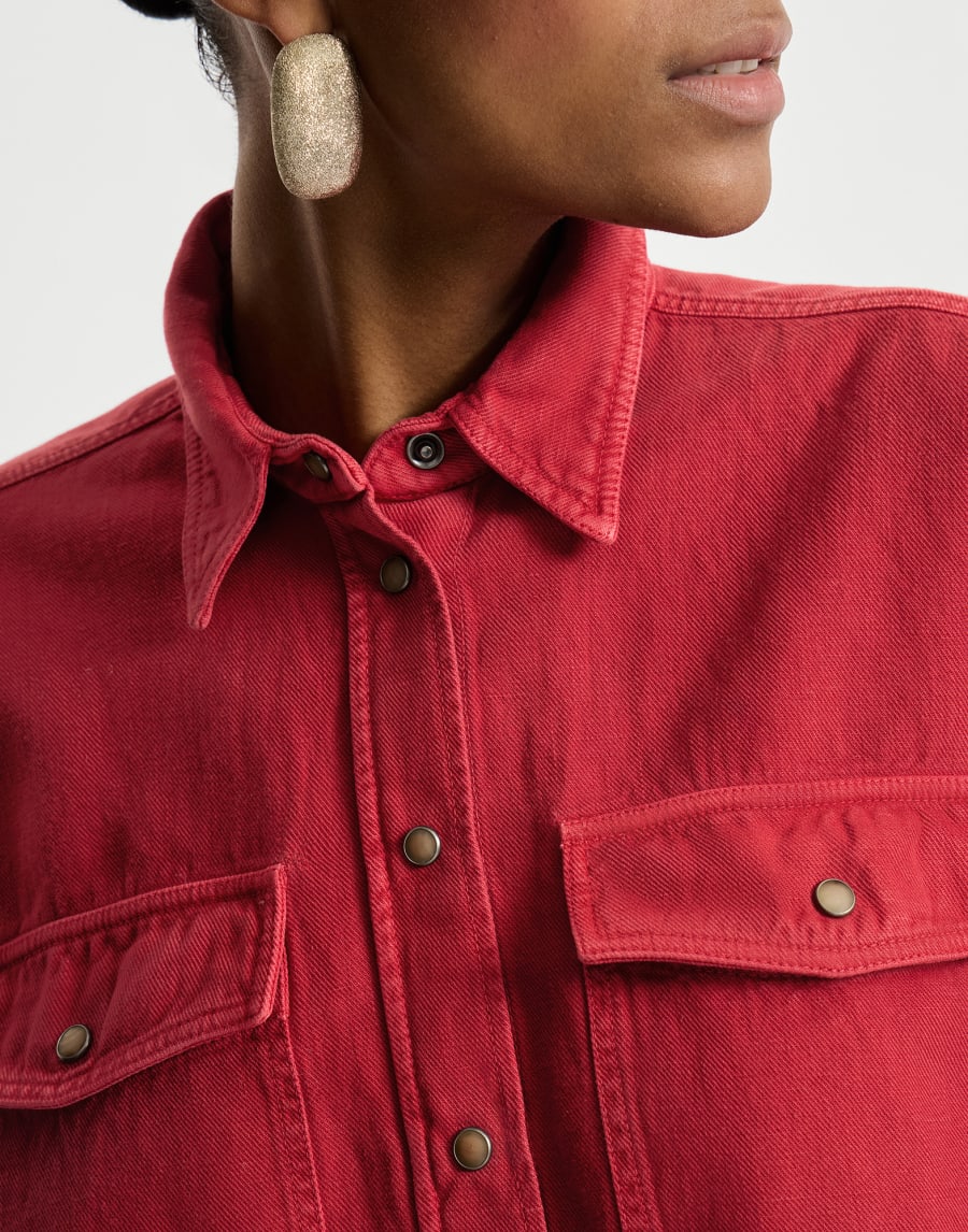 Garment-dyed cover shirt Red Woman - Brunello Cucinelli