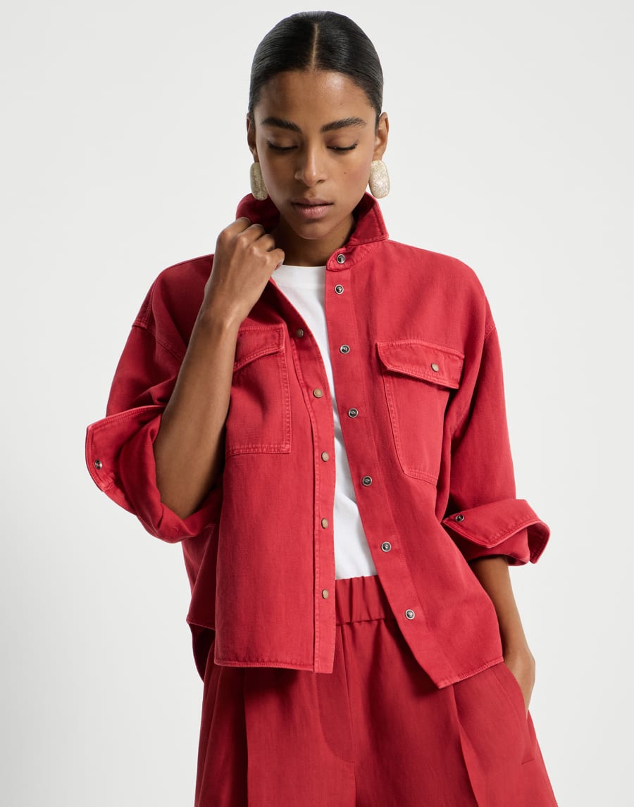 Garment-dyed cover shirt Red Woman - Brunello Cucinelli