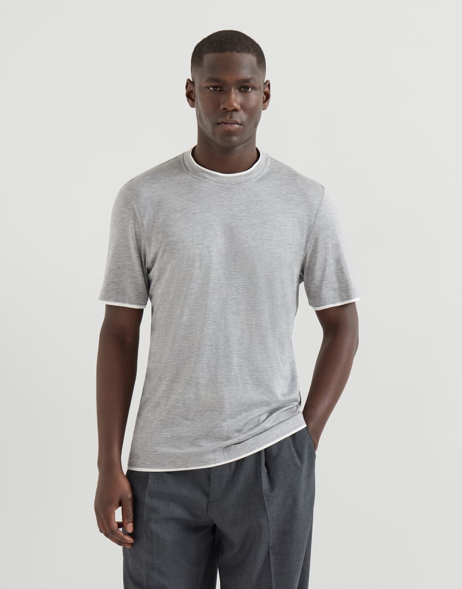 T-shirt with faux-layering Grey Man - Brunello Cucinelli