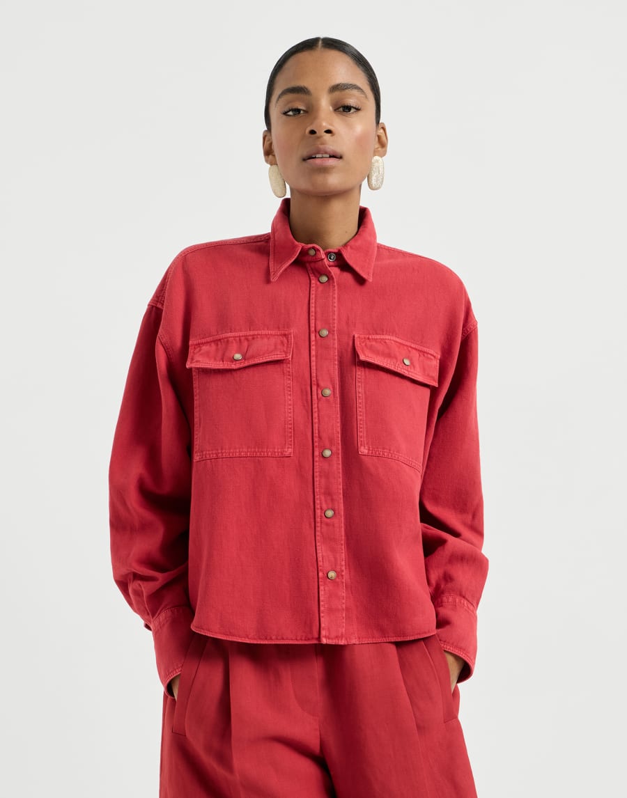 Garment-dyed cover shirt Red Woman - Brunello Cucinelli