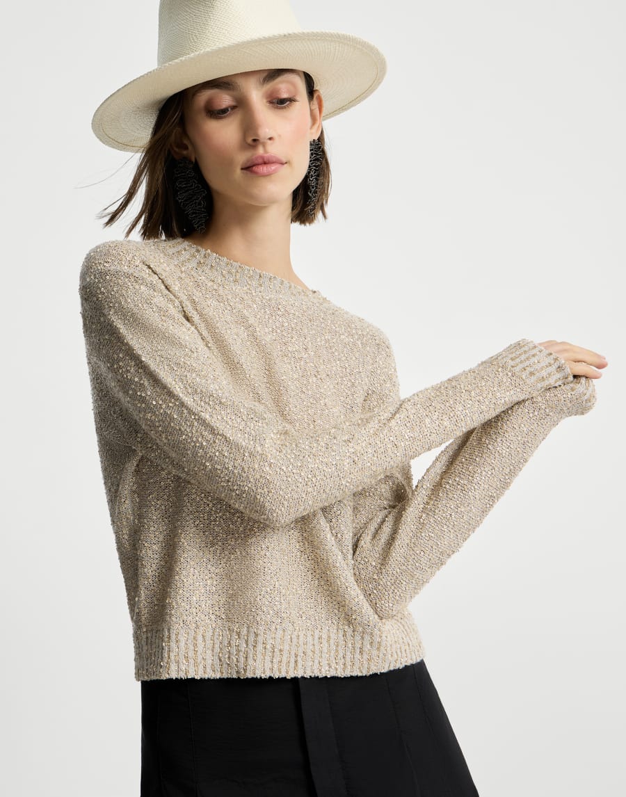 闪耀纹理针织衫 米黄 女款 - Brunello Cucinelli