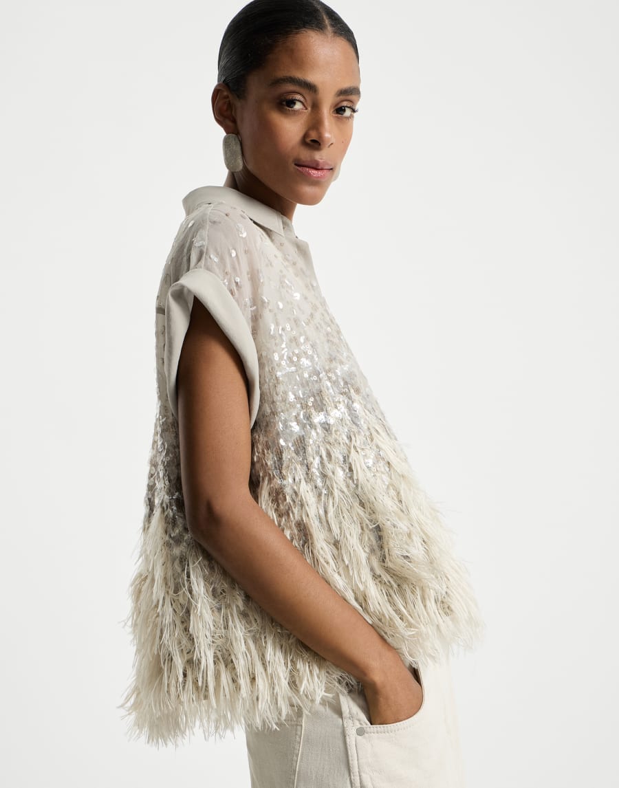 Dazzling dégradé shirt Silver Woman - Brunello Cucinelli
