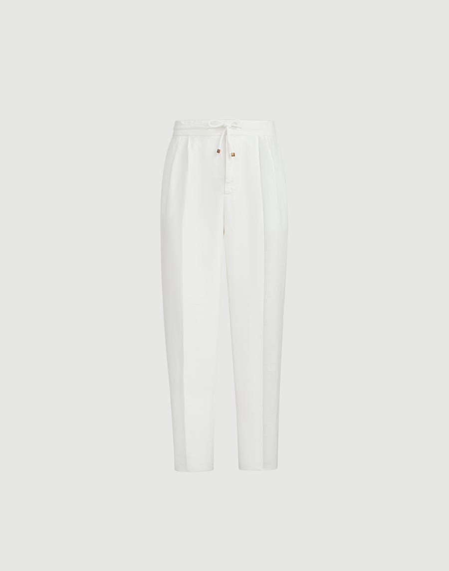 Trousers with drawstring White Man - Brunello Cucinelli