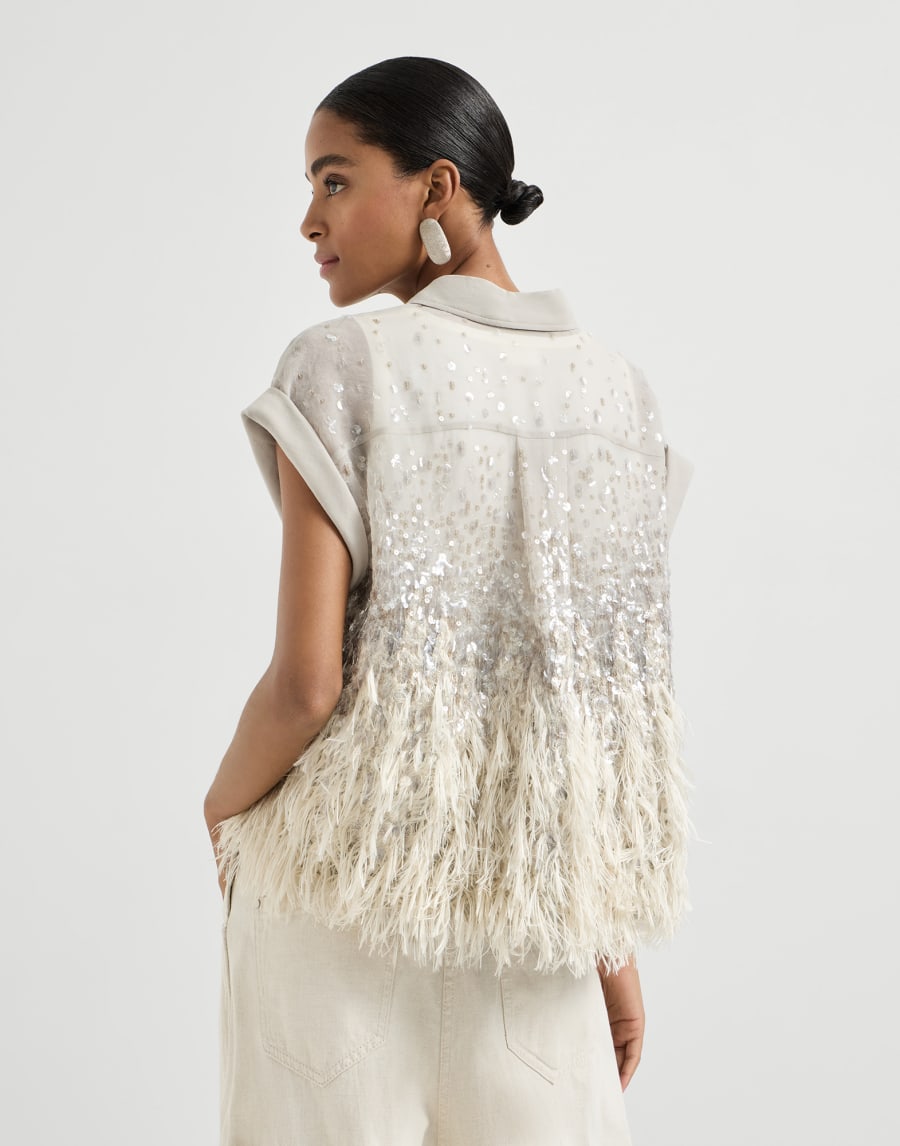 ダズリンググラデーション シャツ シルバー レディース - Brunello Cucinelli