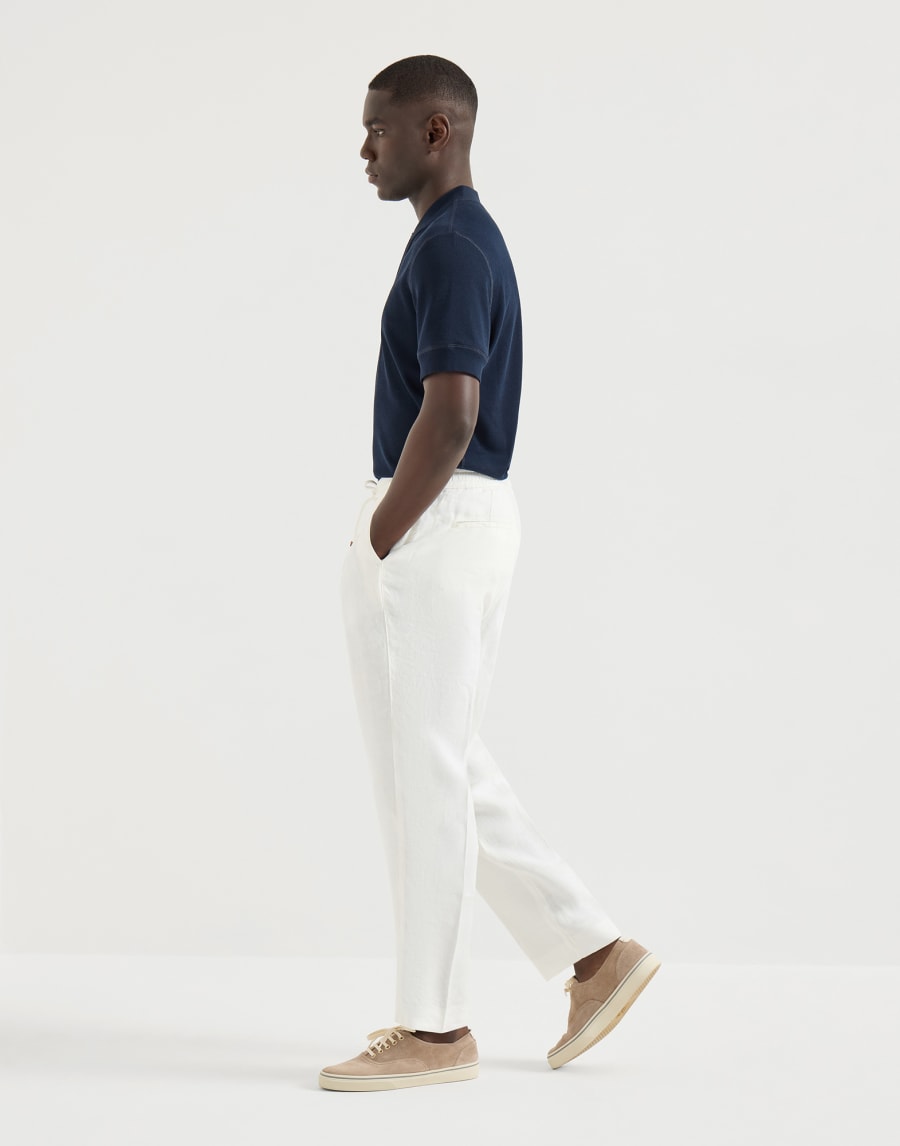 Trousers with drawstring White Man - Brunello Cucinelli