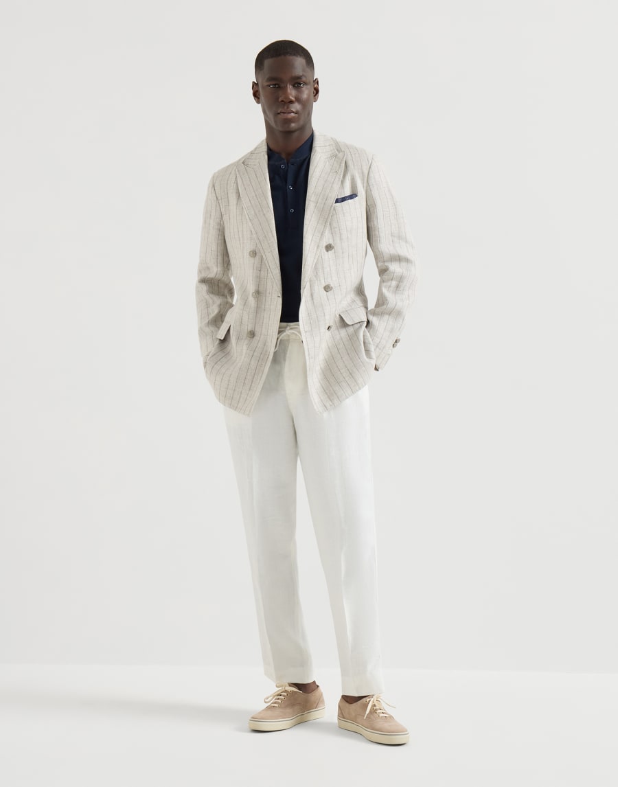 Trousers with drawstring White Man - Brunello Cucinelli