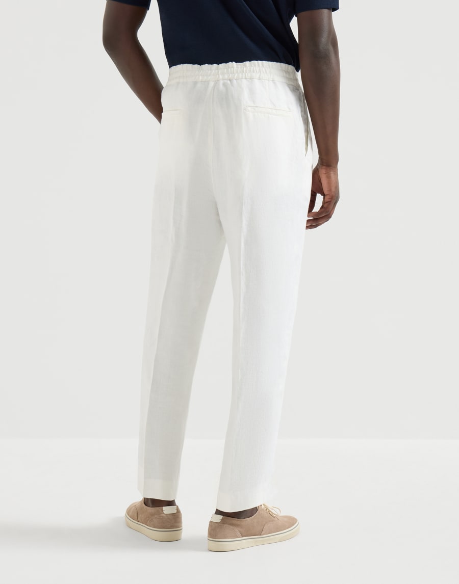 Trousers with drawstring White Man - Brunello Cucinelli