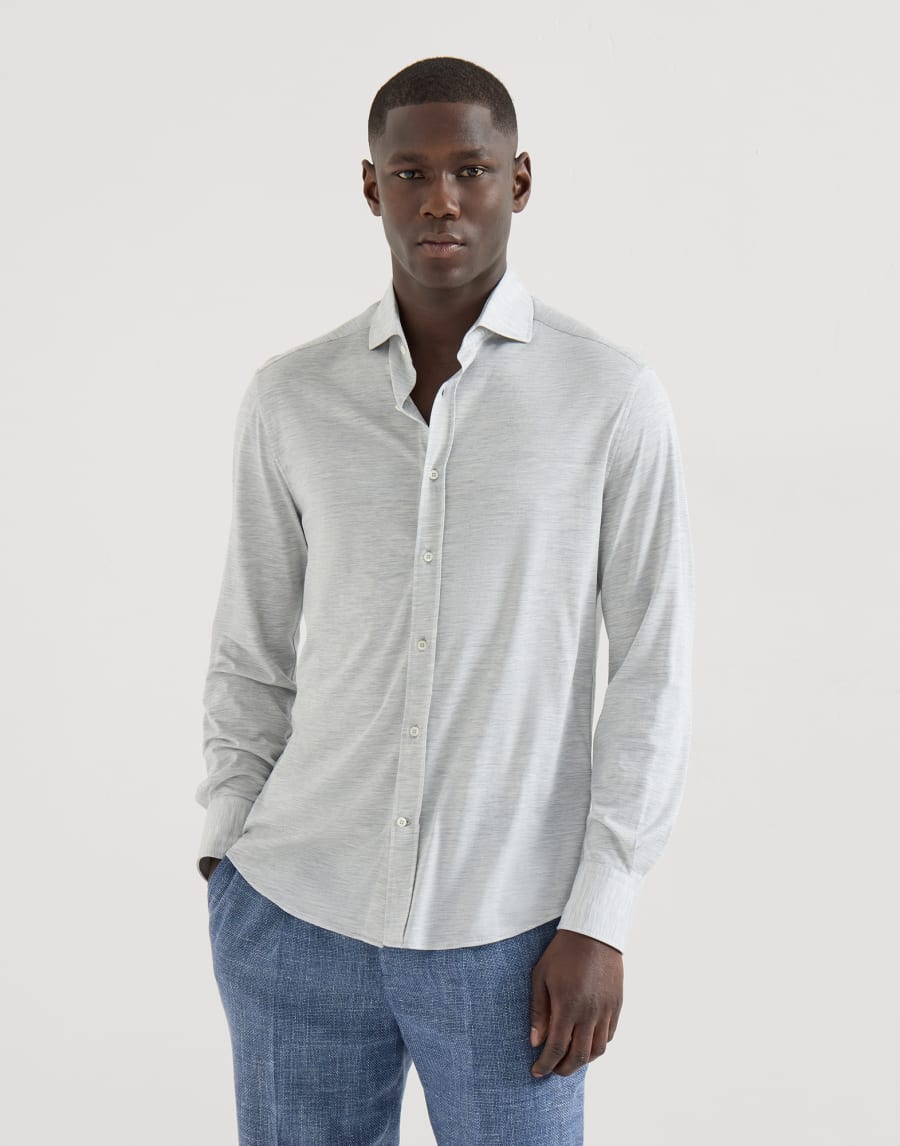 Spread collar shirt Pearl Grey Man - Brunello Cucinelli