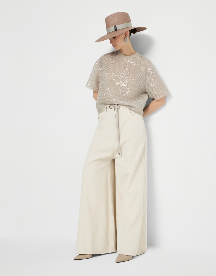 Wide sailor trousers Ecru Woman - Brunello Cucinelli