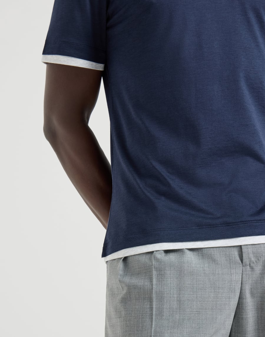 Polo with shirt collar Blue Man - Brunello Cucinelli