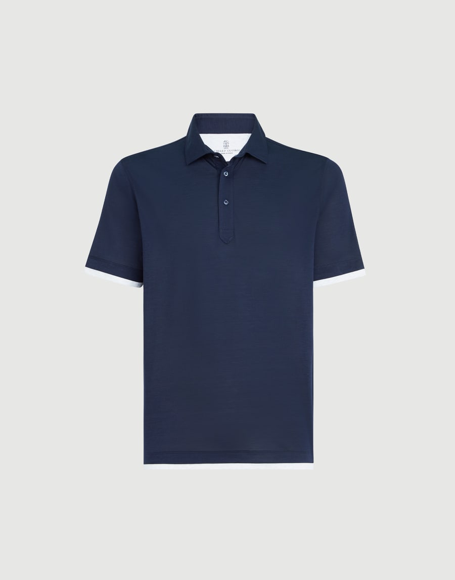 Polo with shirt collar Blue Man - Brunello Cucinelli