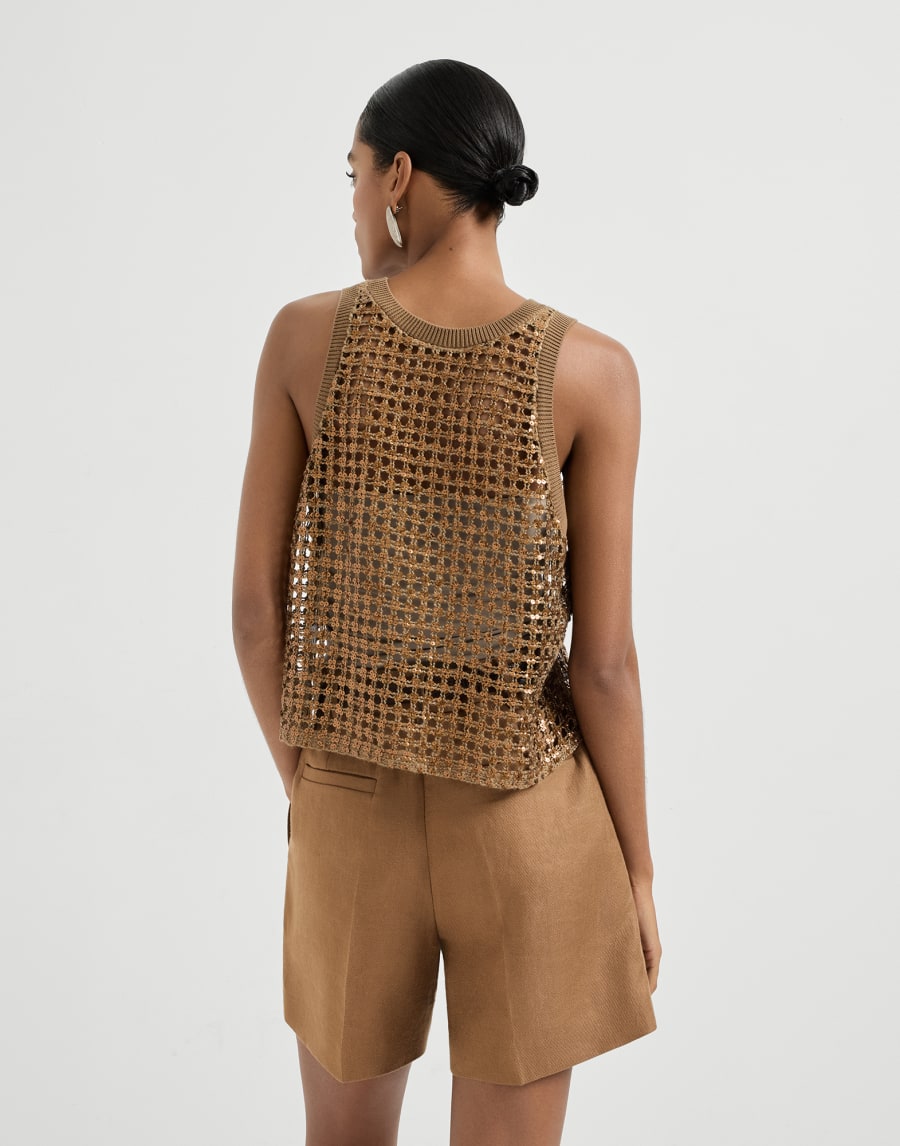 ダズリングネットエンブロイダリー トップ ブラウン レディース - Brunello Cucinelli