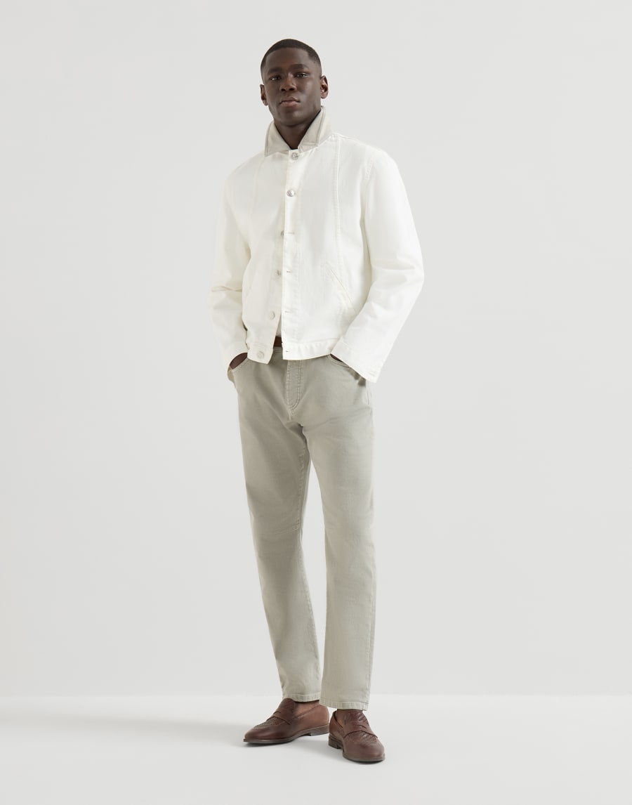 Garment-dyed denim trousers Khaki Man - Brunello Cucinelli
