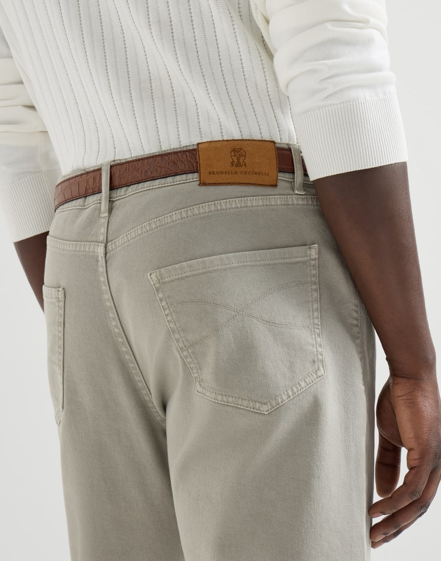 Garment-dyed denim trousers Khaki Man - Brunello Cucinelli