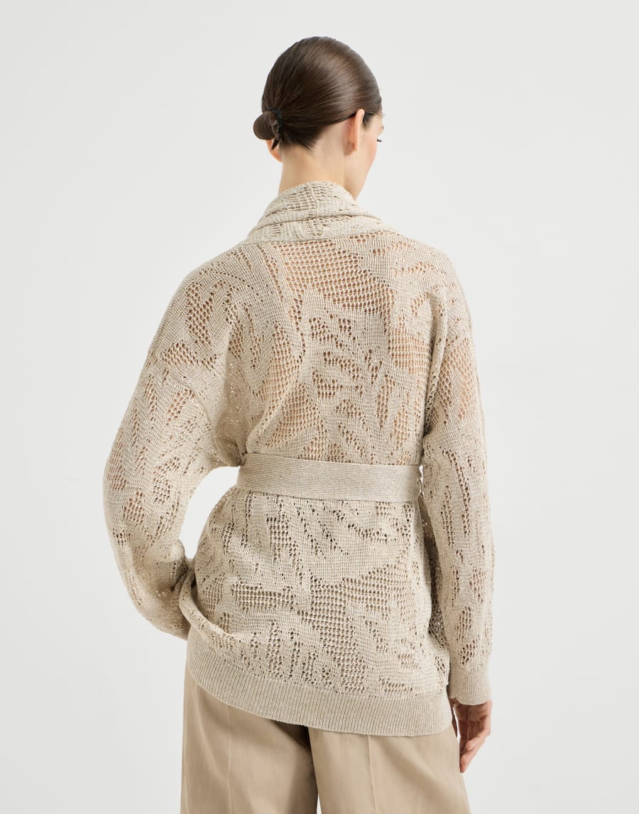 Dazzling water lilies cardigan Beige Woman - Brunello Cucinelli