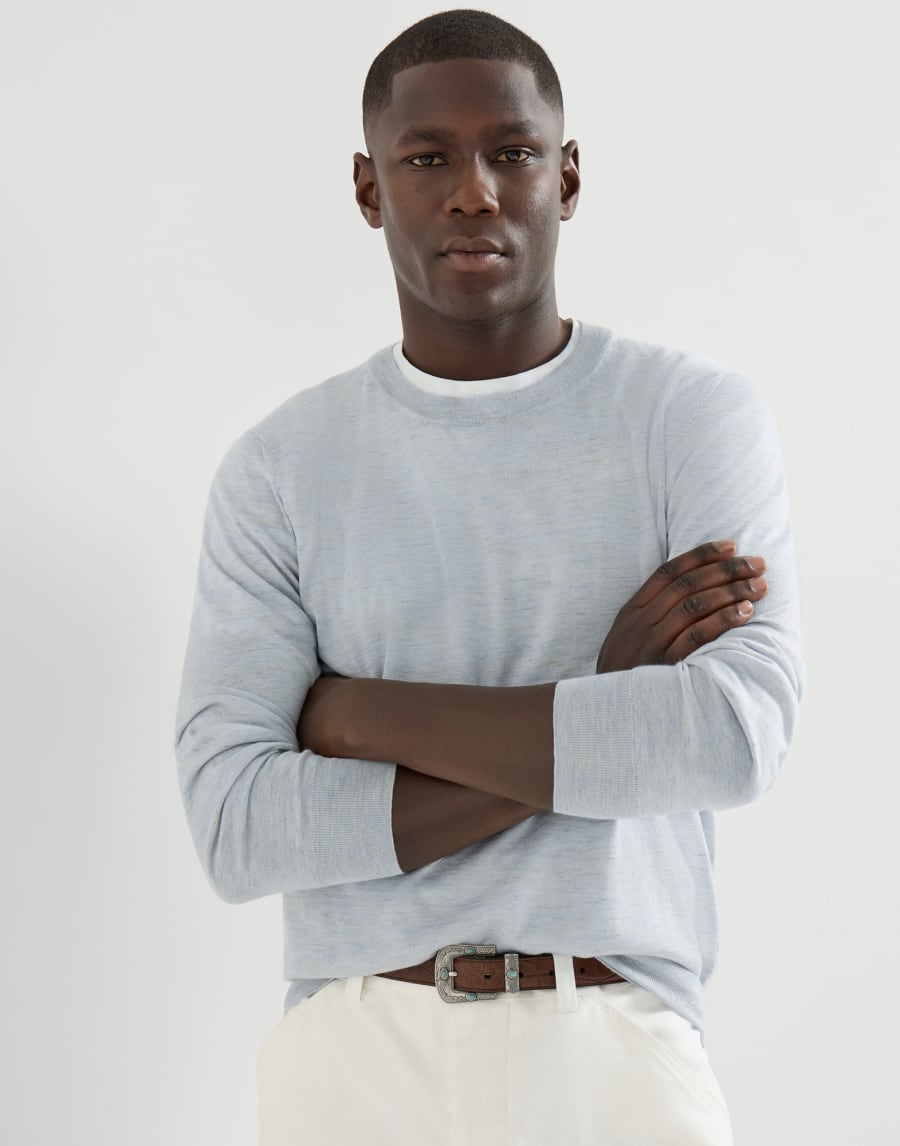 Lightweight sweater Pale Blue Man - Brunello Cucinelli